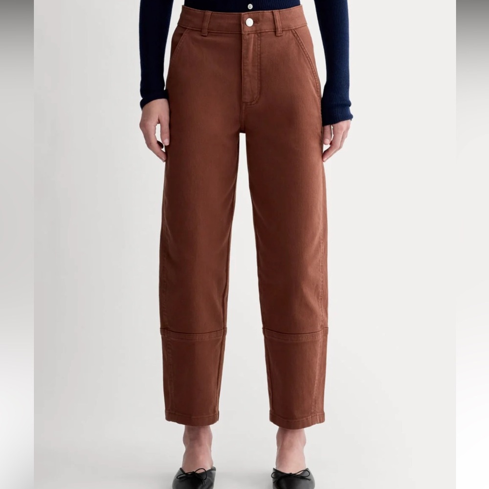 Everlane Utility Barrel Brown Hi Waist Organic Cotton Jeans/Pants, size 12 - Picture 2 of 13